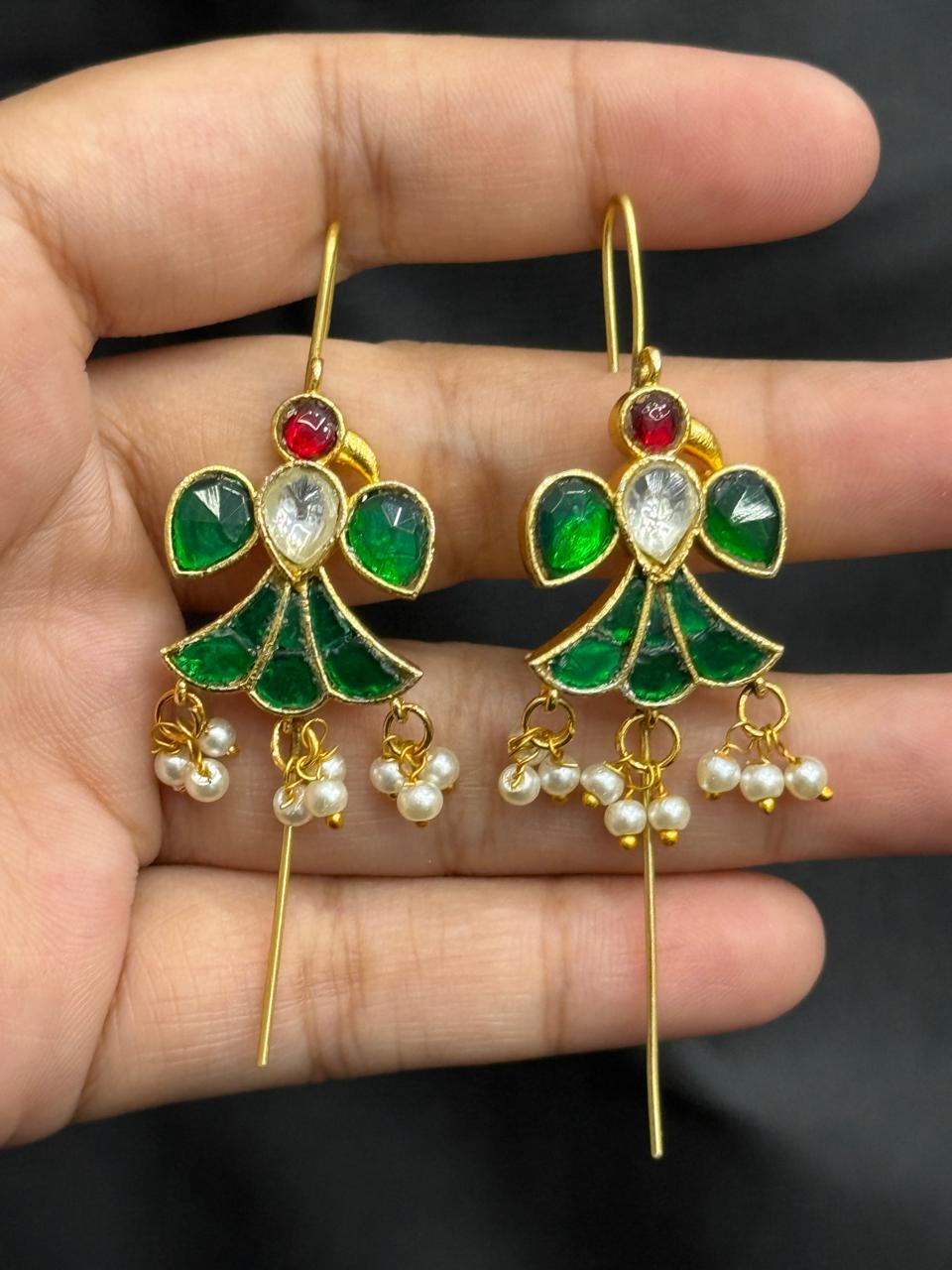 Nature Inspired Bird Green Earcuff