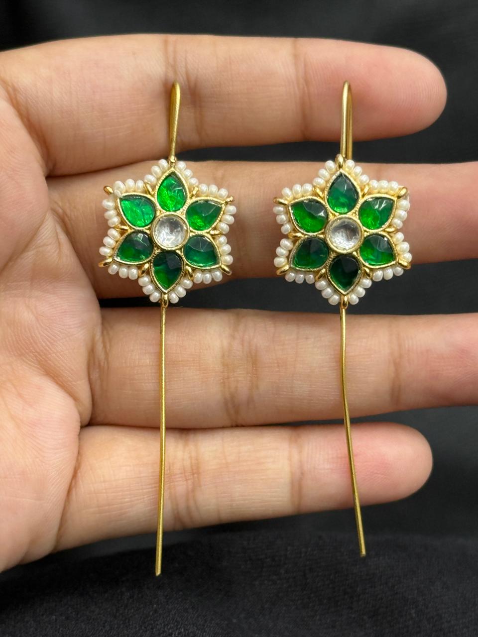 Floral Kunda Green Earcuff