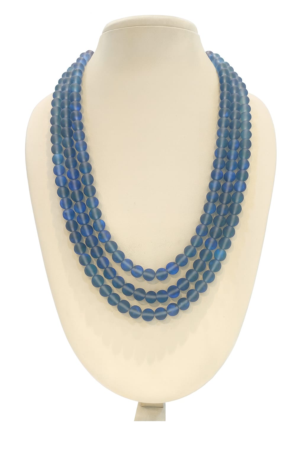 BLUE MISTICK ONYX BEADS THREE LAYER MALA FOR WOMEN