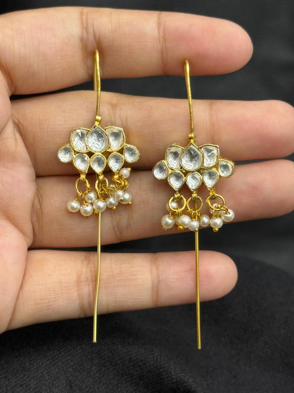 Kundan Lotus White Earcuff