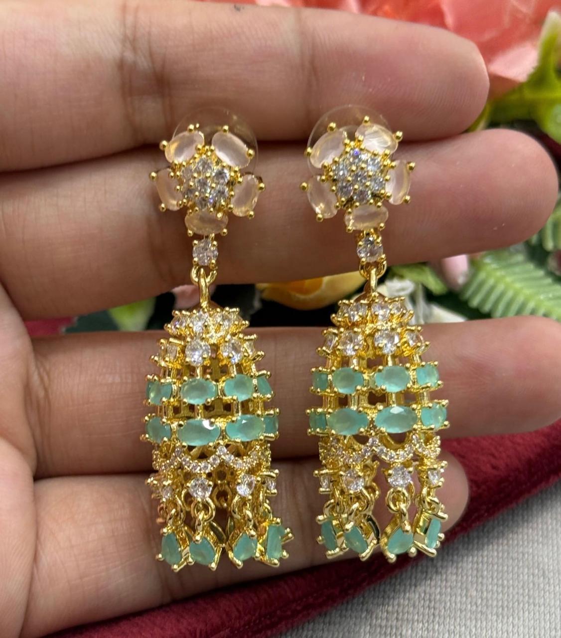CZ jhumka With Colorful Stones