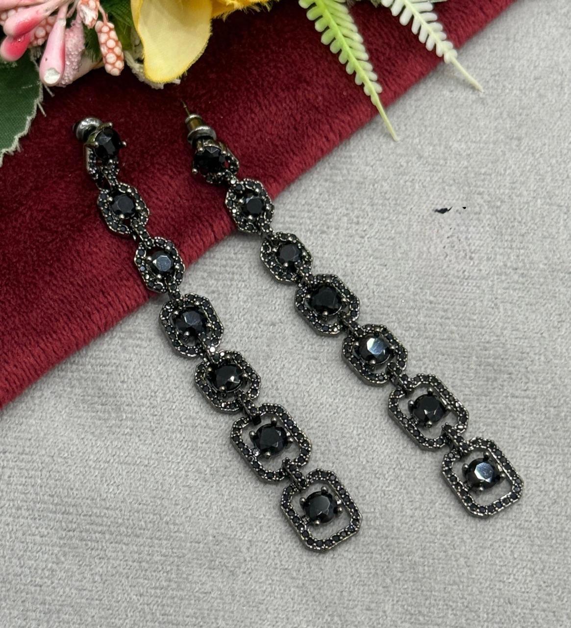 Midnight Noir Crystal Drop Earrings