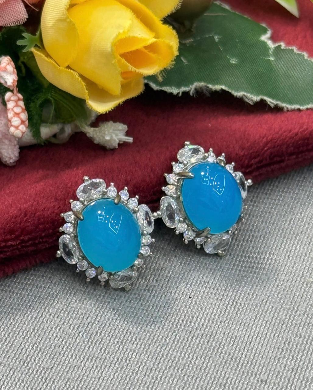 Vintage Turquoise Crystal Studs
