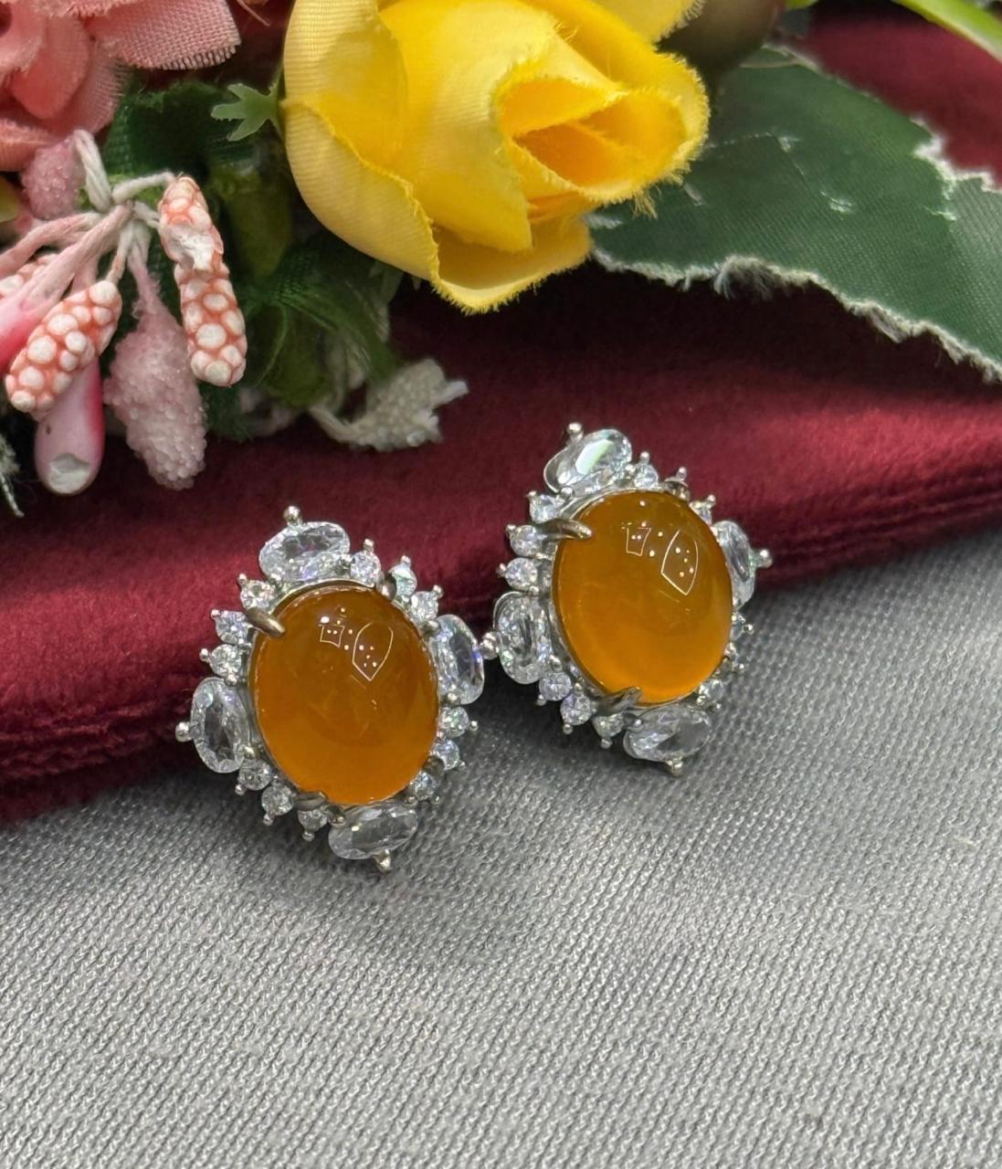 Vintage Orange Crystal Studs