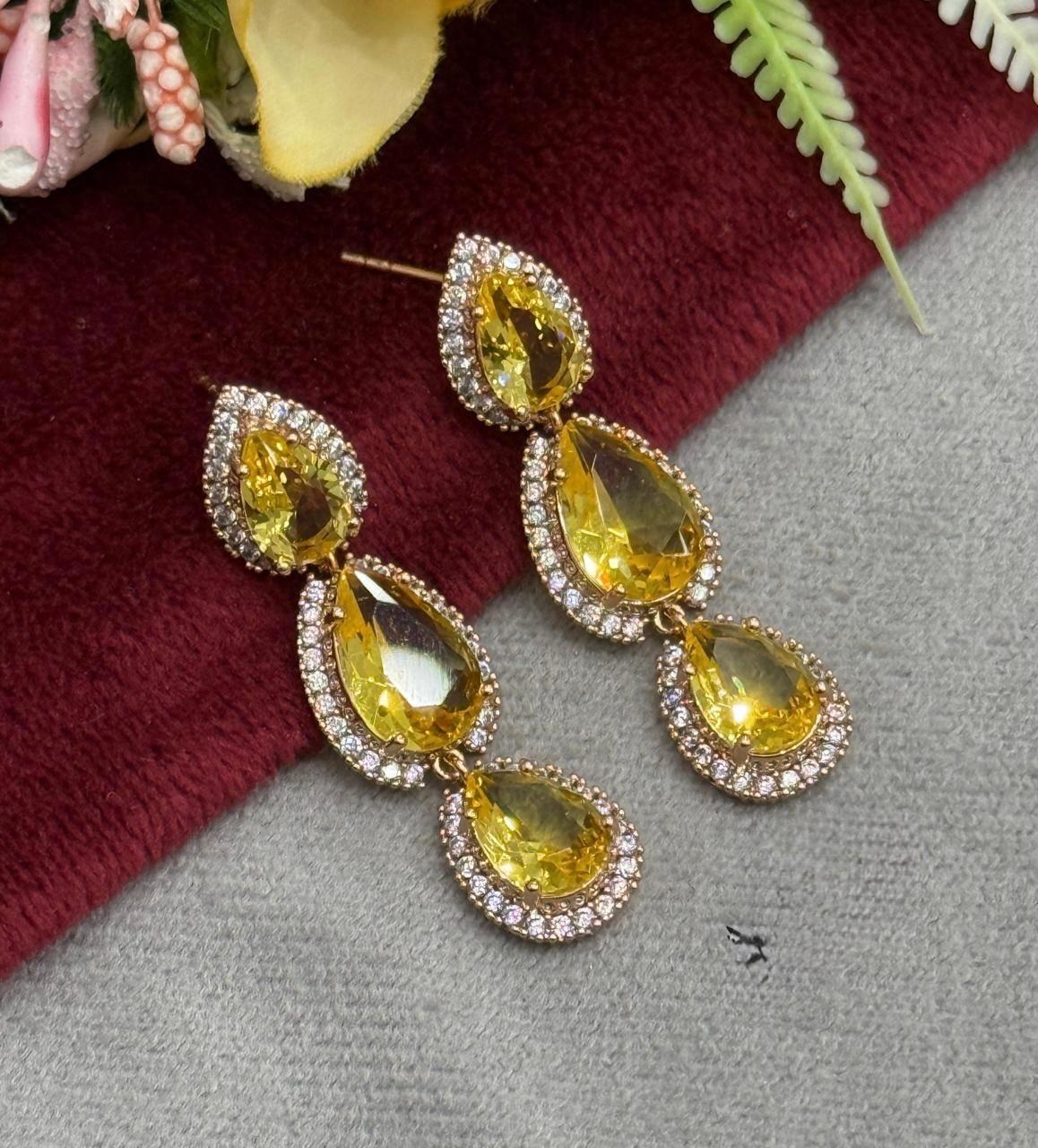 Yellow CZ with Doublet Cute Earring