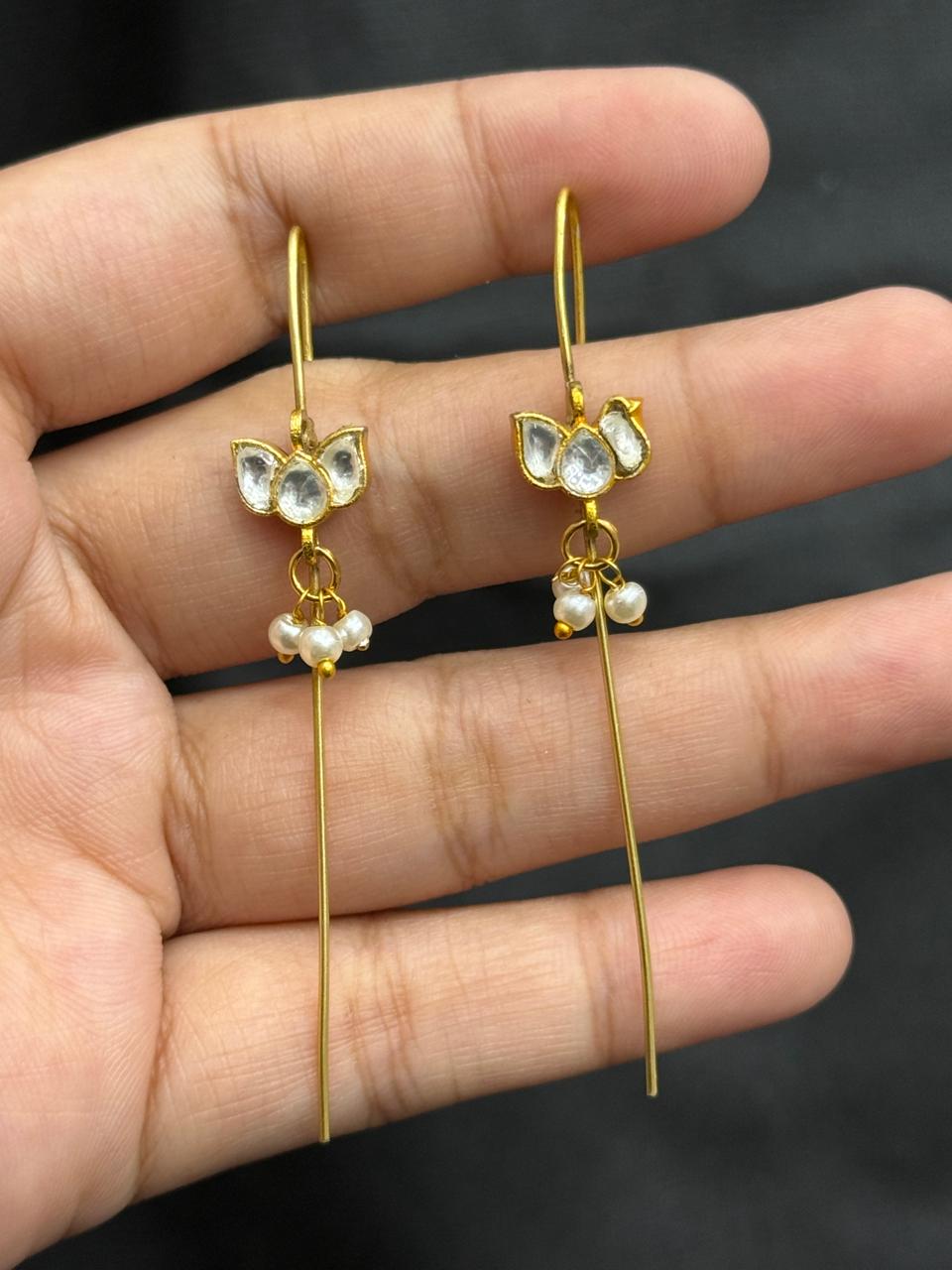 Cute Lotus Kundan Earcuff