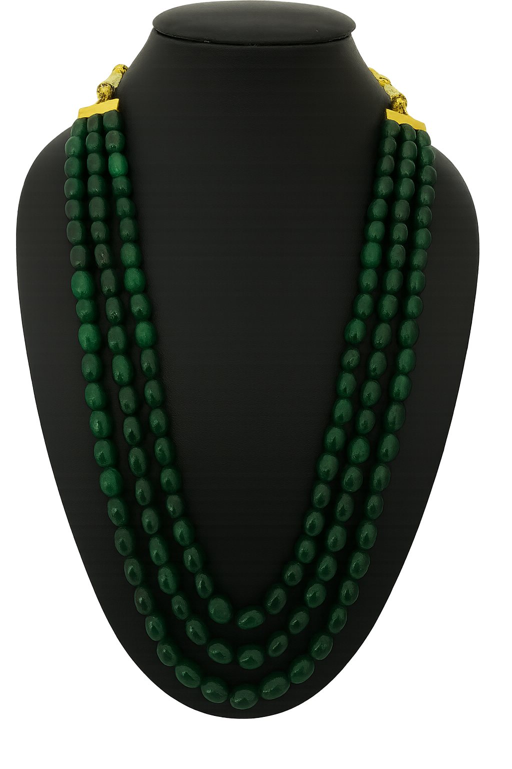 Ethnic Handcrafted three Layer Green Beaded Cz Mala for Women