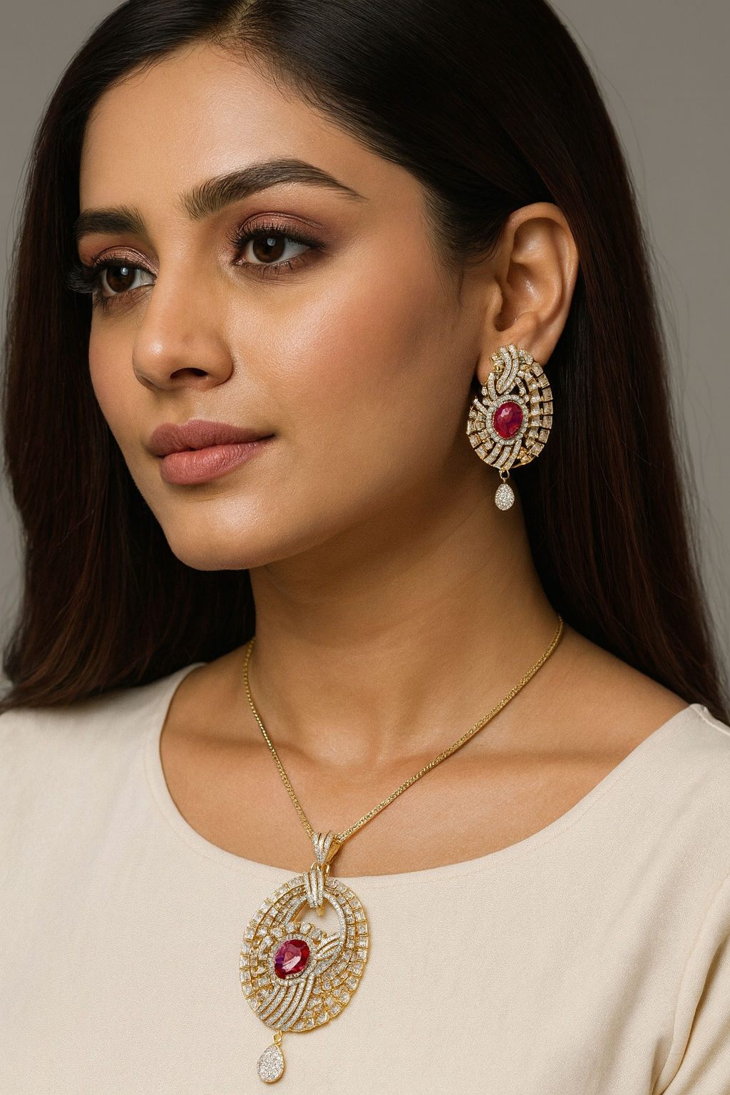 RED BEAUTIFUL PENDANT SET FOR WOMEN