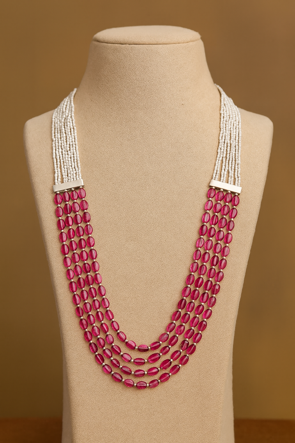 PINK STONE LAYERED MALA