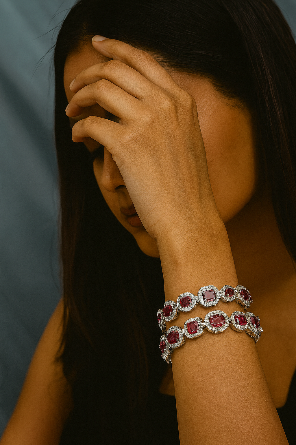 STYLISH AD BANGLES WITH PINK STONE