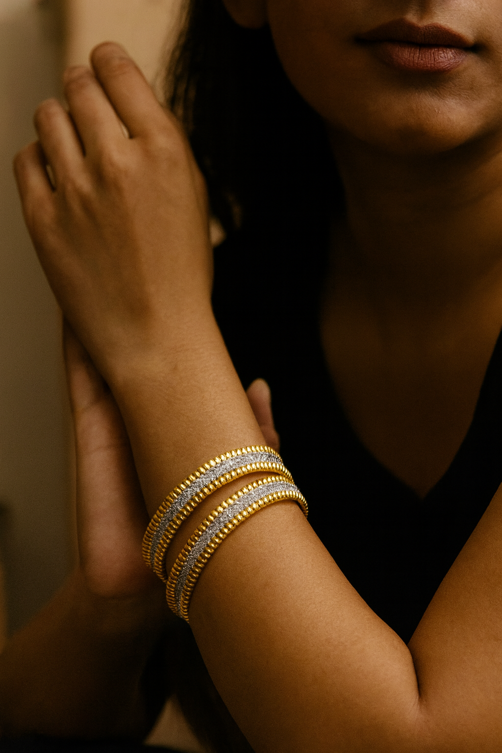 GOLD POLISH WITH CZ STONE FOR WOMEN