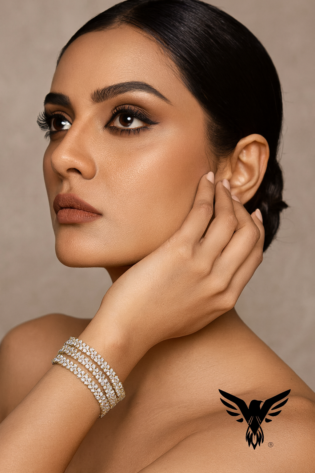 GOLDEN POLISH BANGLES FOR WOMEN WITH CZ STONE