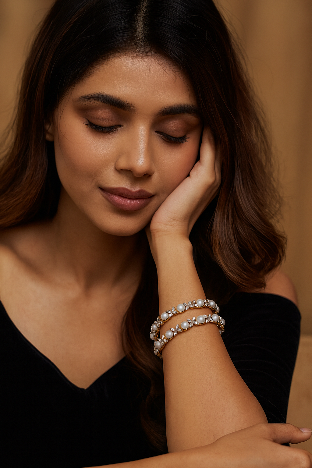 UNIQUE BANGLES WITH WHITE CZ STONE WITH GOLD POLISH