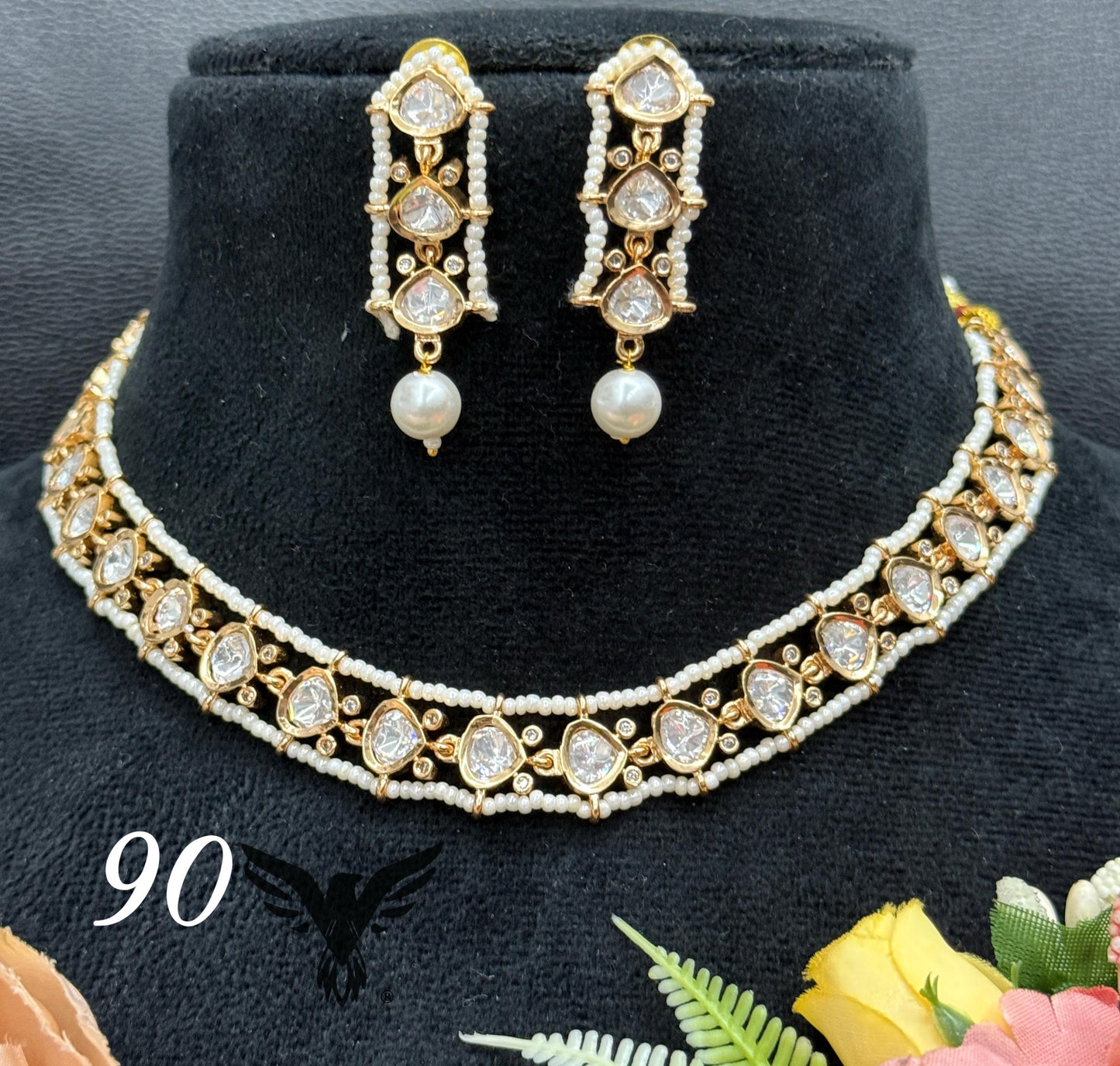 Sunheri kundan party wear necklace