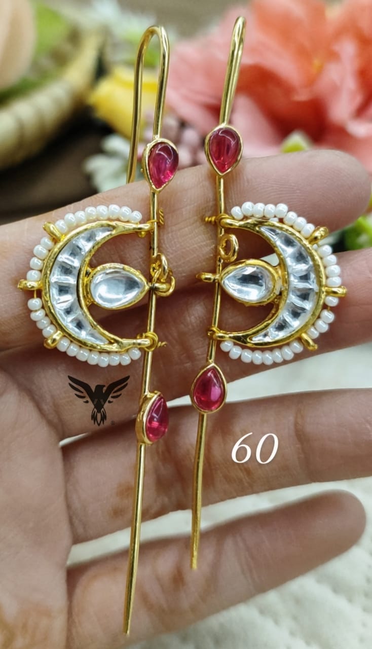 Trending chand earcuff in pachi kundan