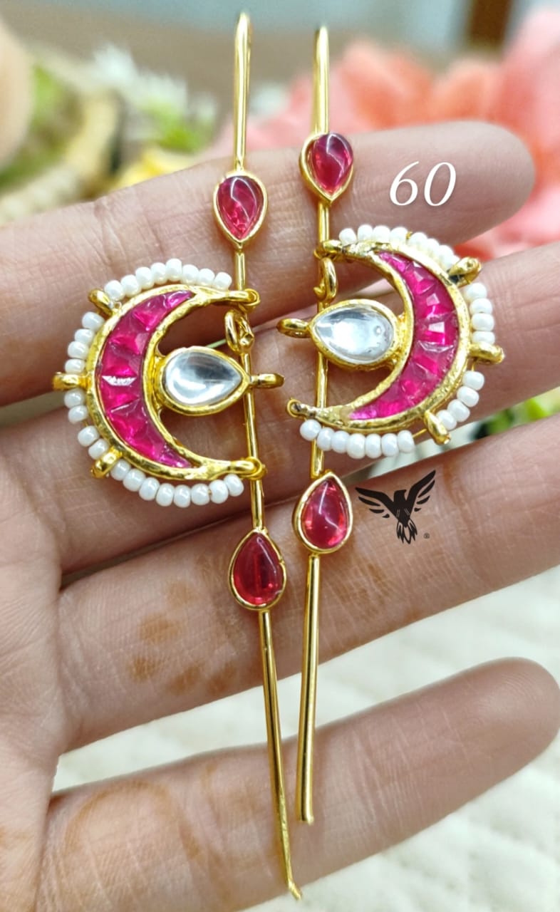 Trending chand earcuff in pachi kundan