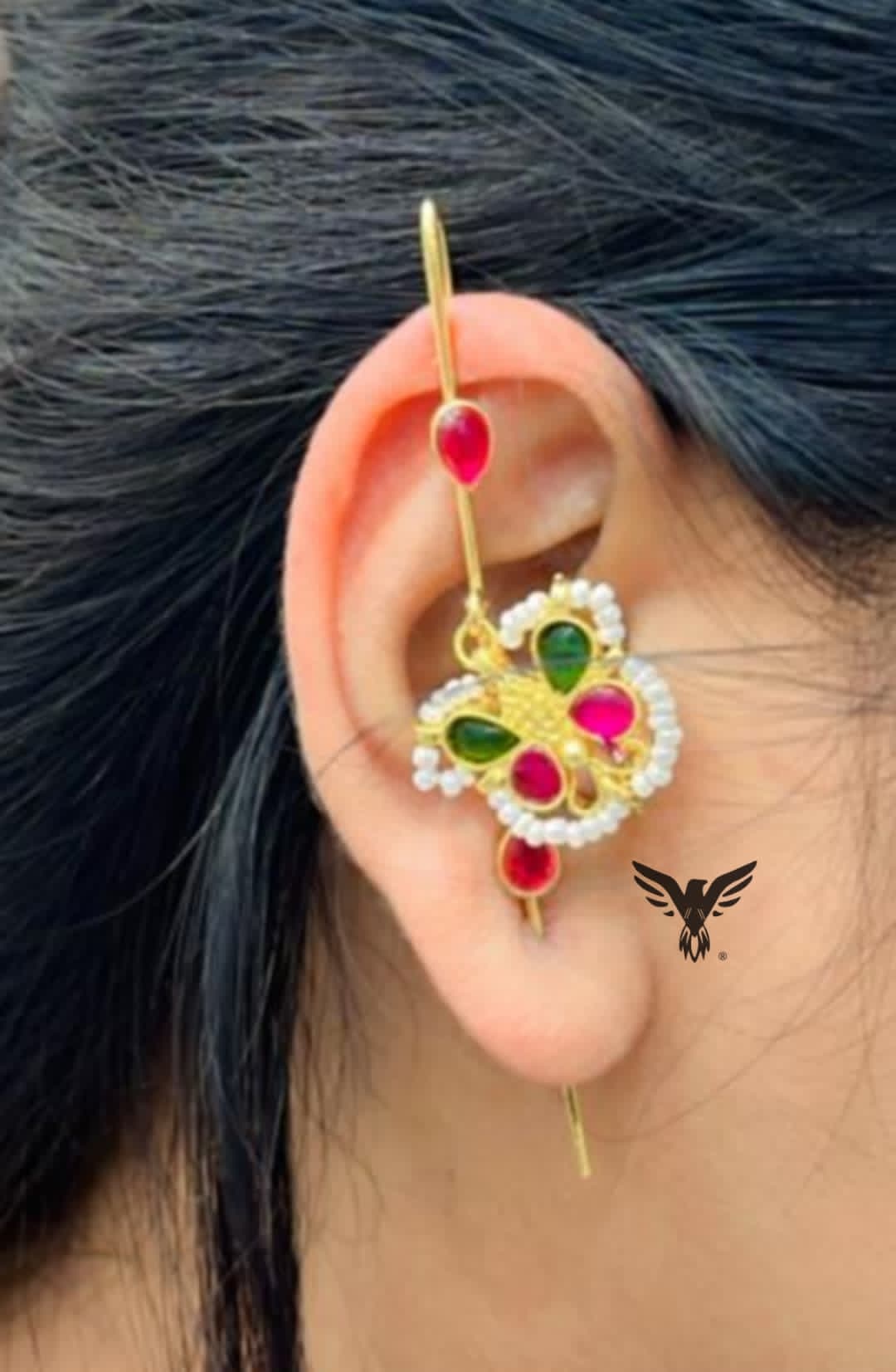 Titli designer earcuff in pachi kundan