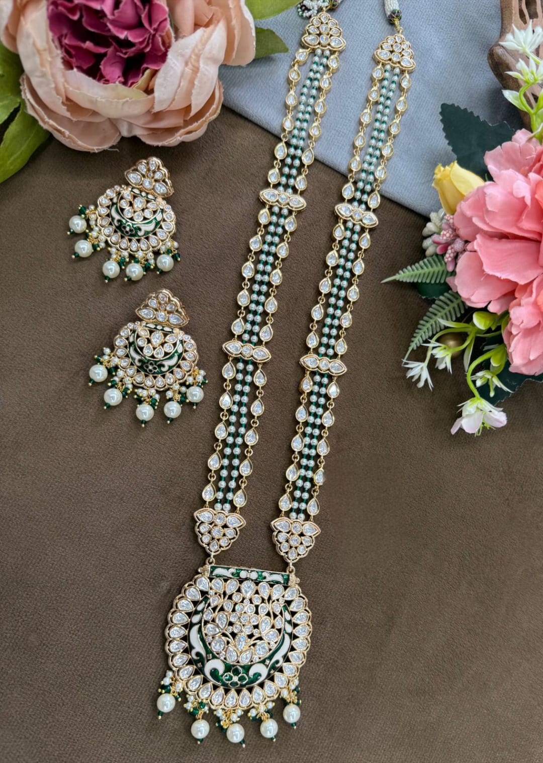 Long Sunheri Kundan Raanihaar Necklace for woman