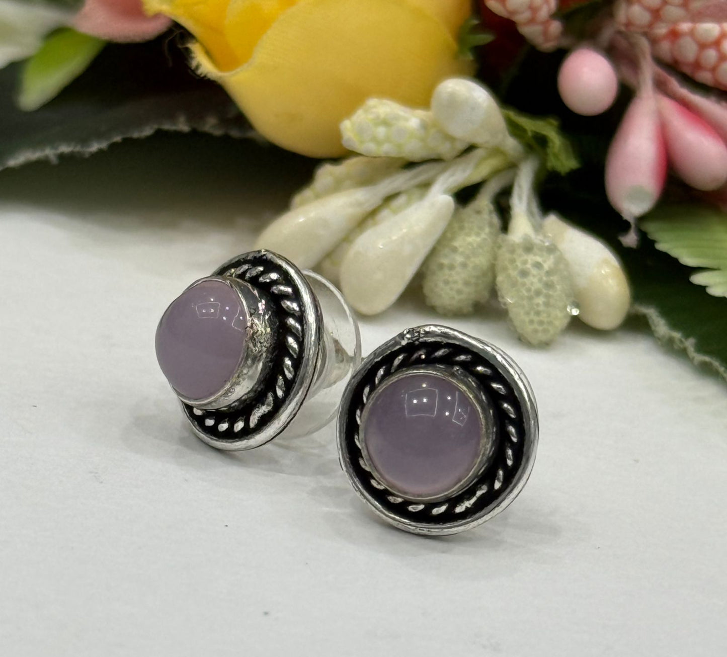 Cute Little long silver look alike studs in Pink for girls and women