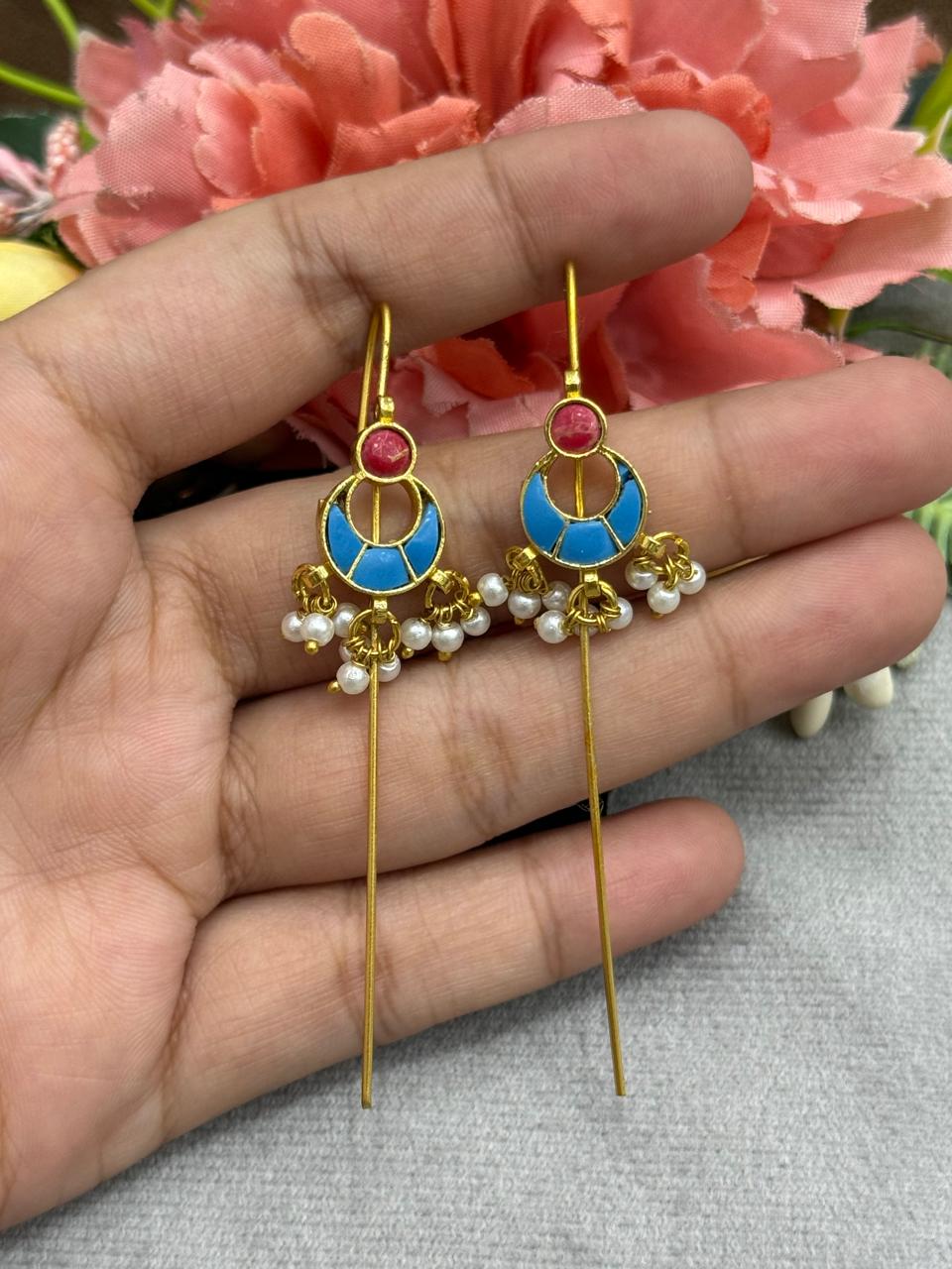 Chandbali designer earcuff in pachi kundan for women