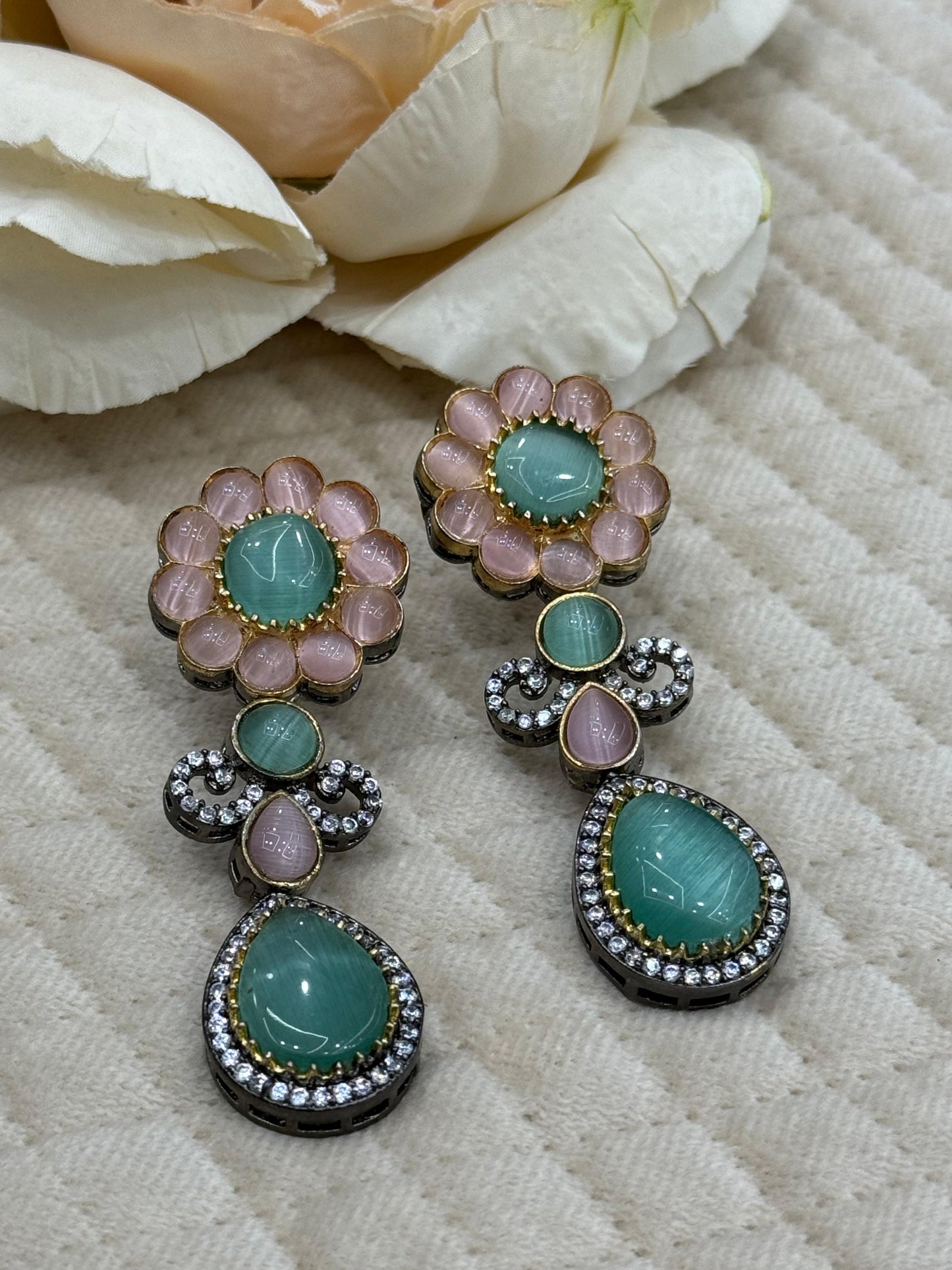 Multi color Kundan Floral Earrings for women