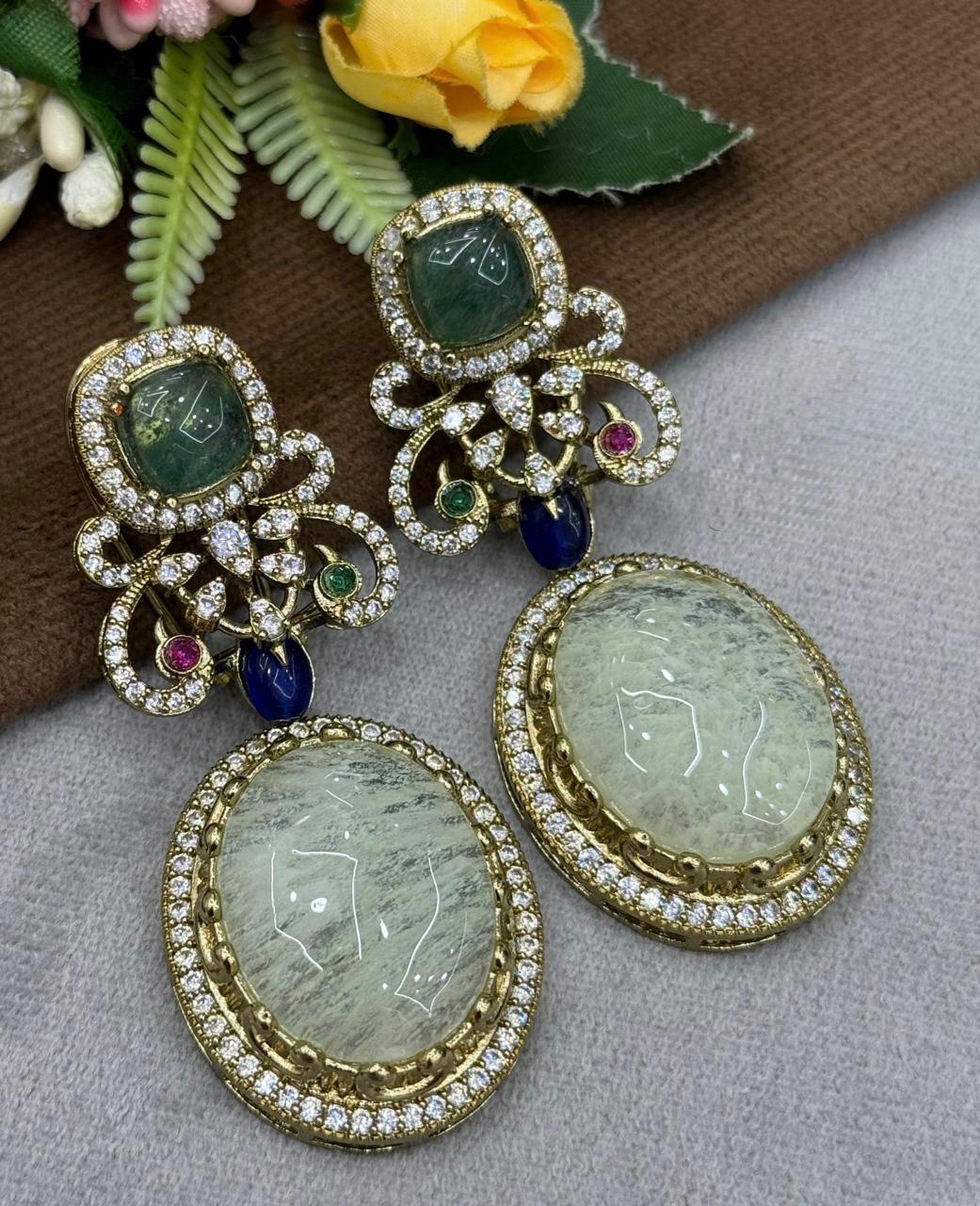 Mint Doublet With CZ earring for women