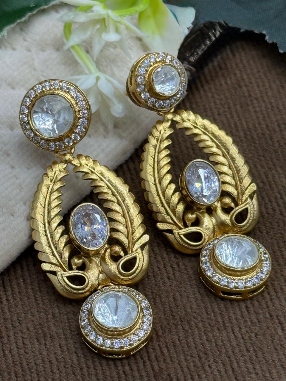 Golden Polish With Mossanite Earring