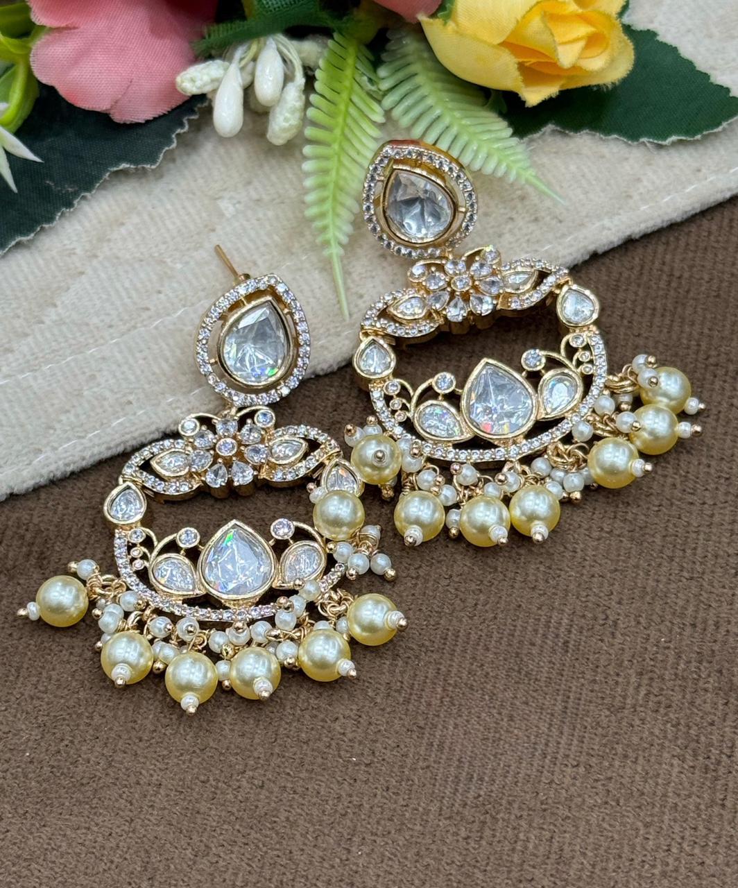 Chandbali Sunheri Earrings For Women