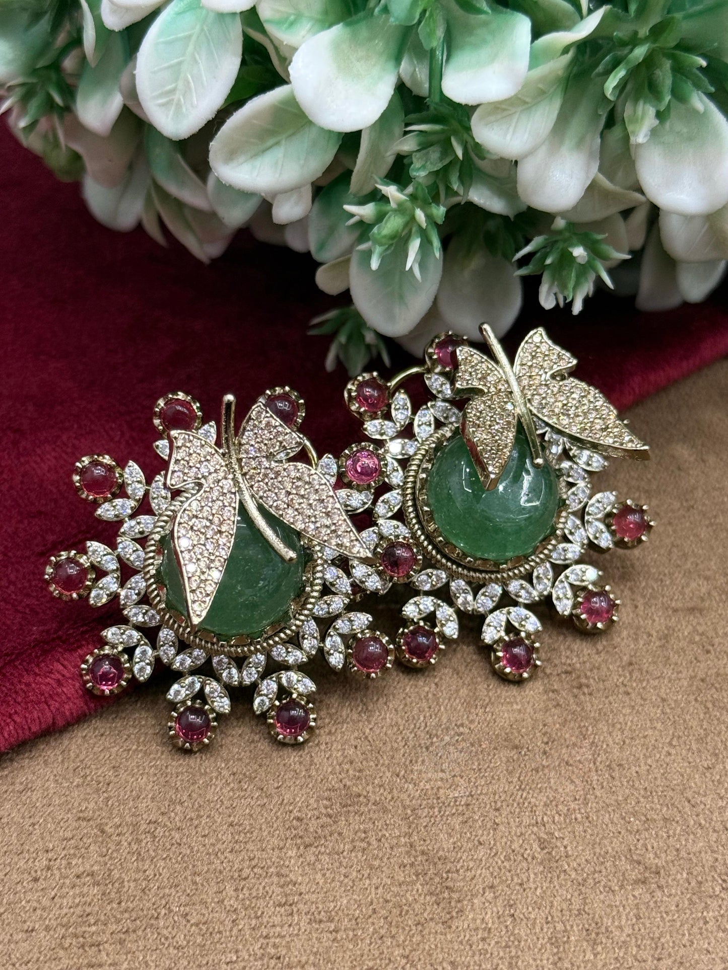 Oversized Studs In Sabya in Green For Women