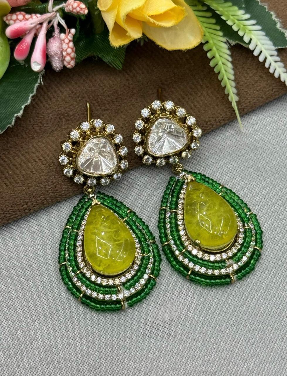 Doublet With Side Beaded Eraring in Yellow for woman