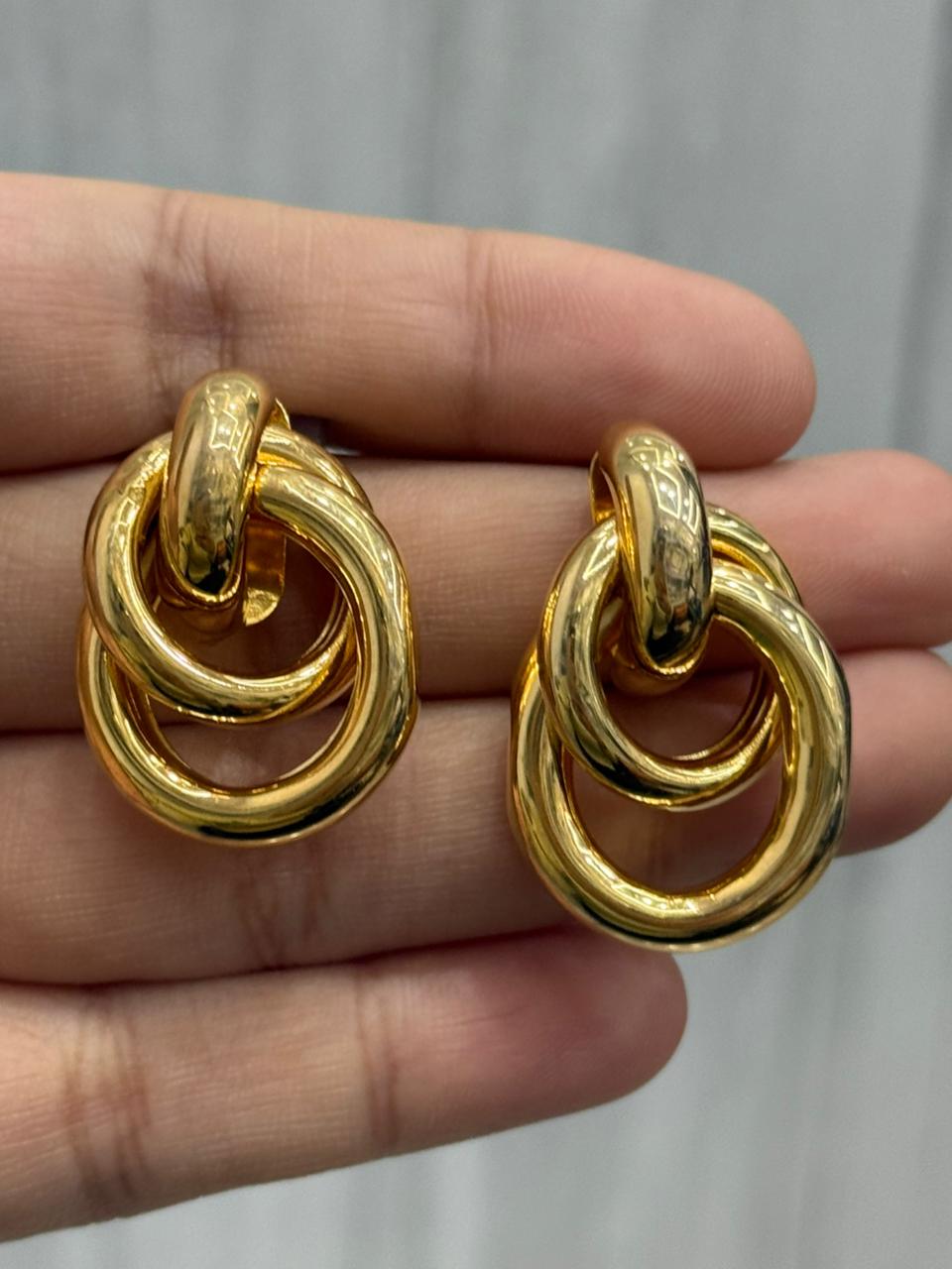 Geometric Layer Golden Tone Earring for woman