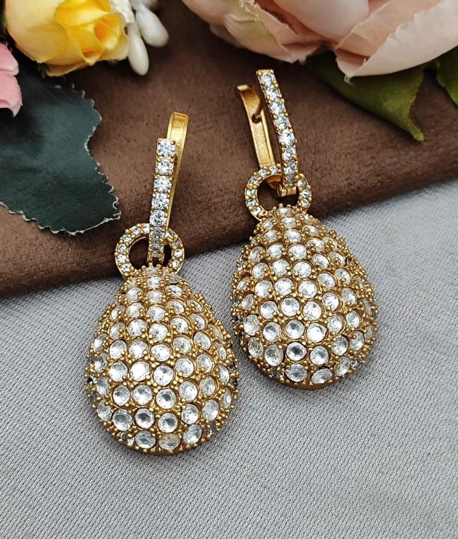 Hoop With Mossanite Drop Earring in gold for woman