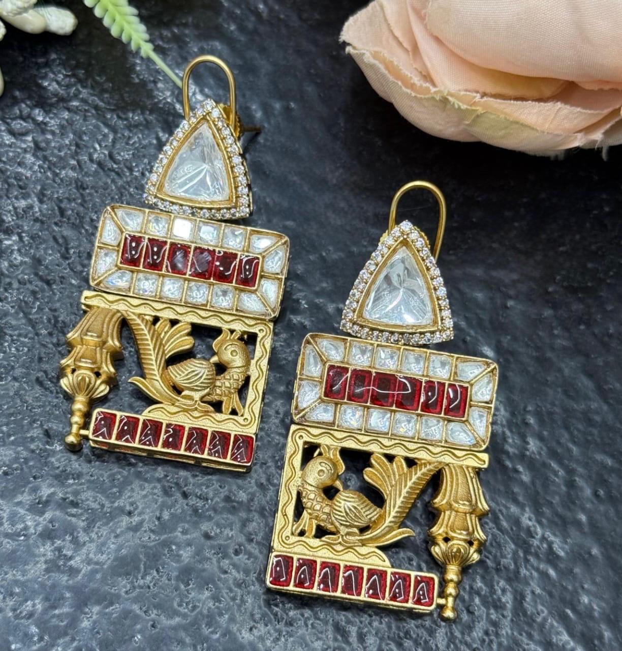 Peacock With Kemp Stones Earrings for woman