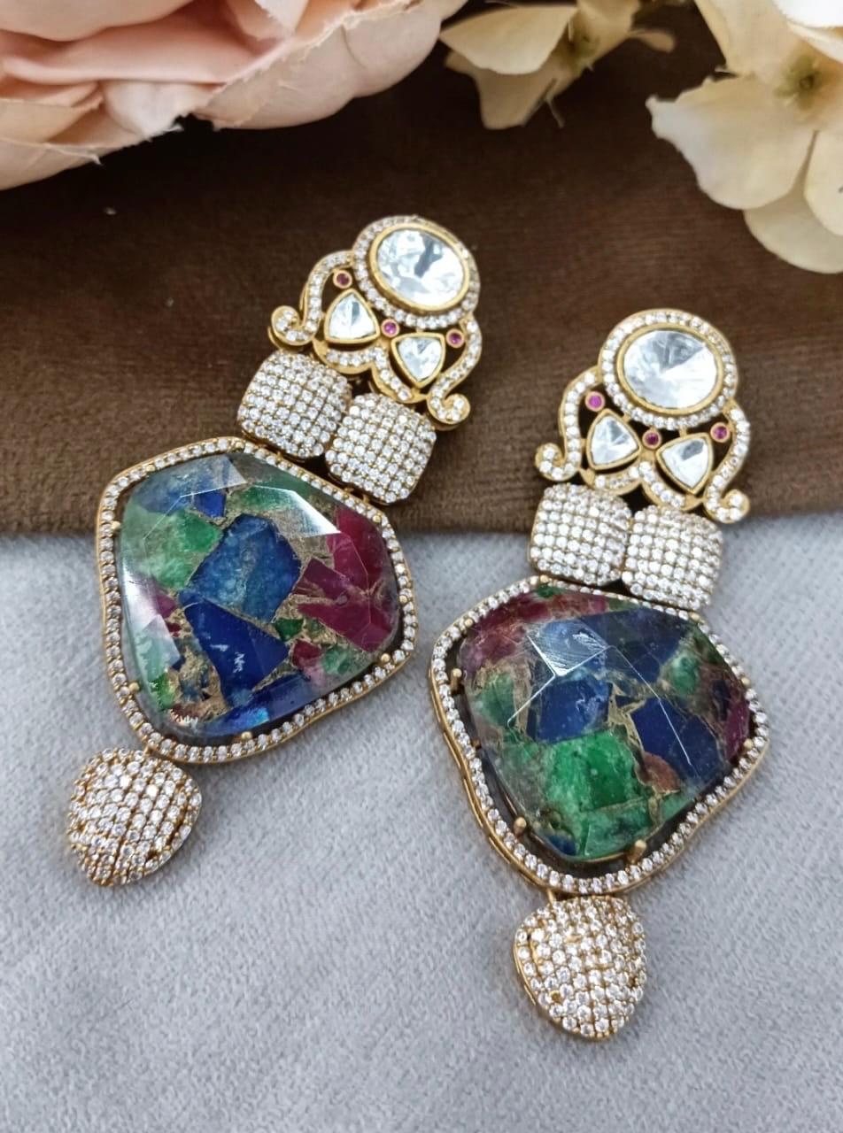Marvel Stones With Polki Earring for woman
