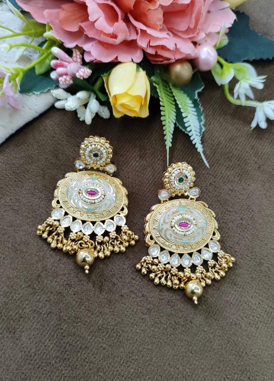 Meenakari With Kundan Rajwadi Earring for woman