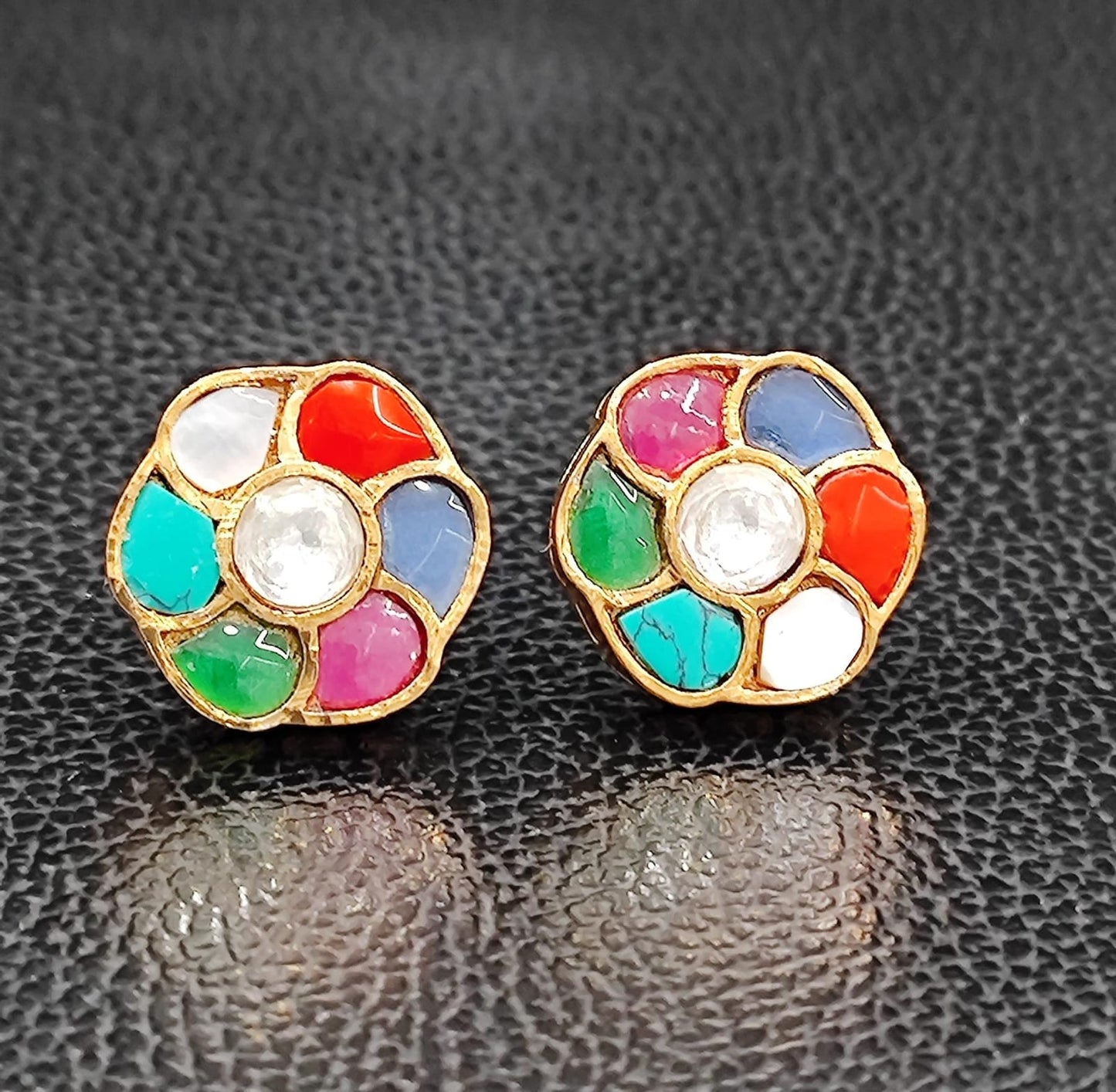 Navratan Kundan Studs for woman