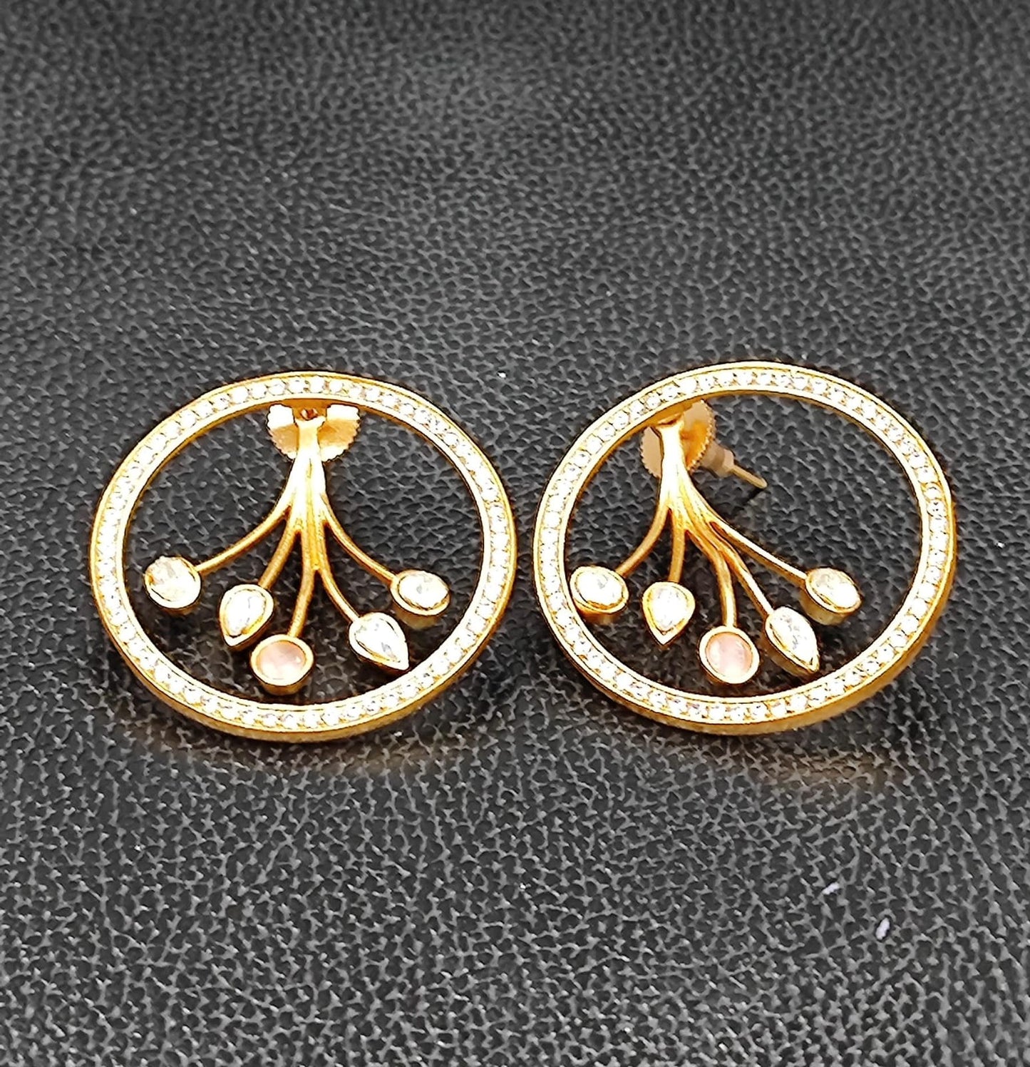 Mossanite With Round Hoop Oversized Stud for woman