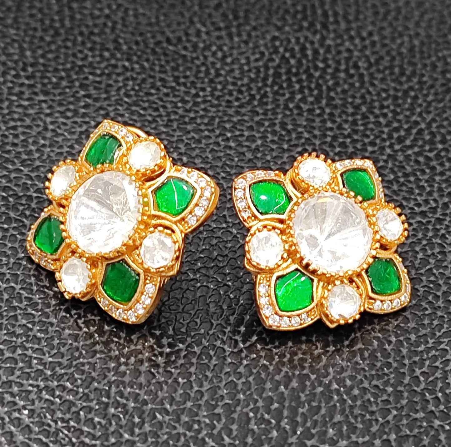 Mossanite With Pota Stones Studs for woman