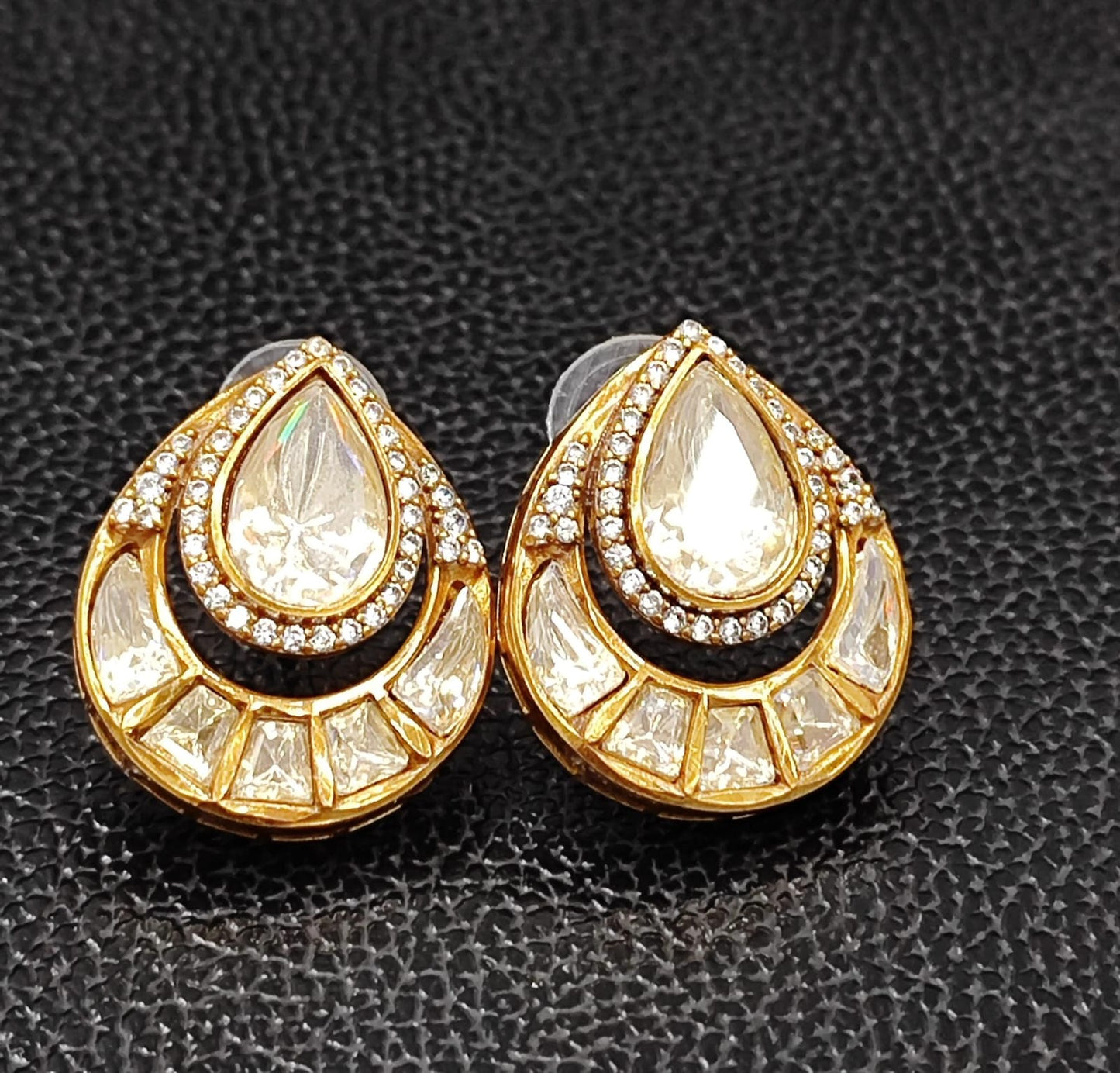 Oval With Mossanite With cz Studs for woman