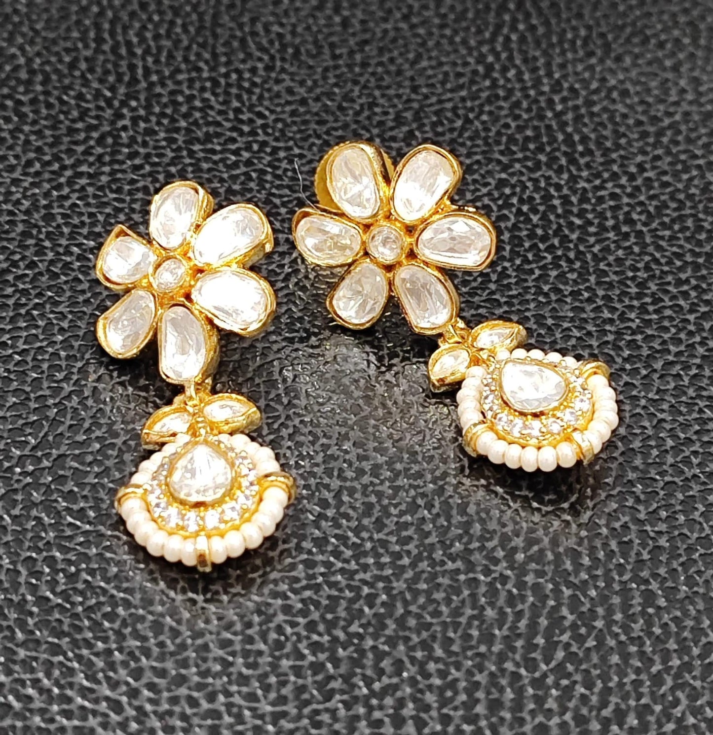 Polki With Pearl Beading Earring for woman