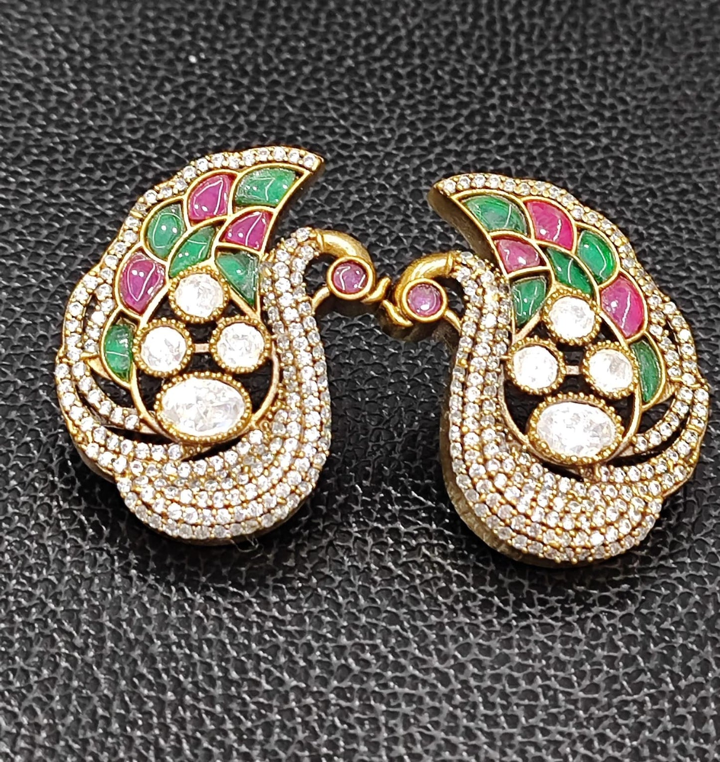 Peacock Stud With Mossanite for woman