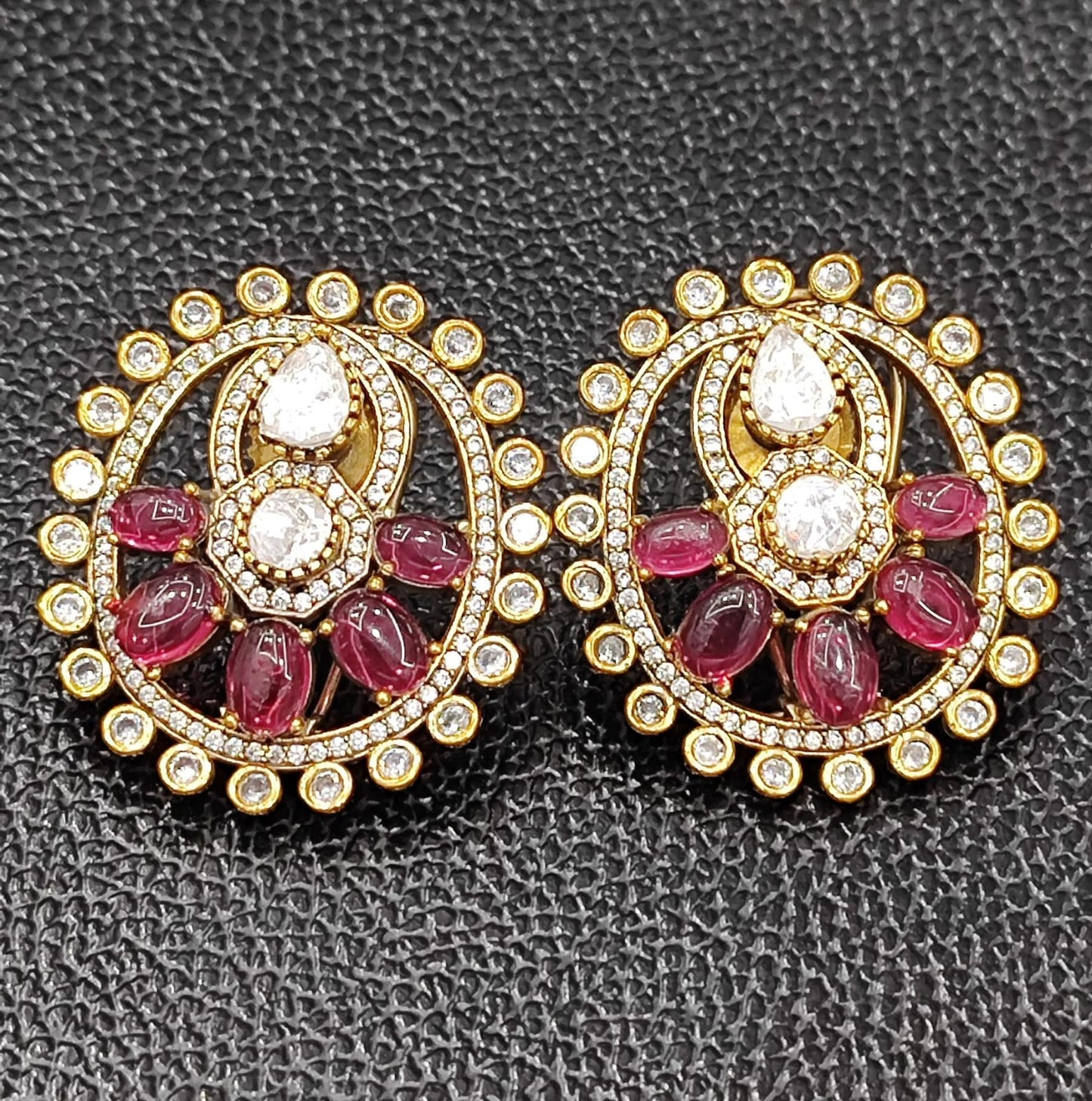 Victorian Mossanite With cz Studs for woman