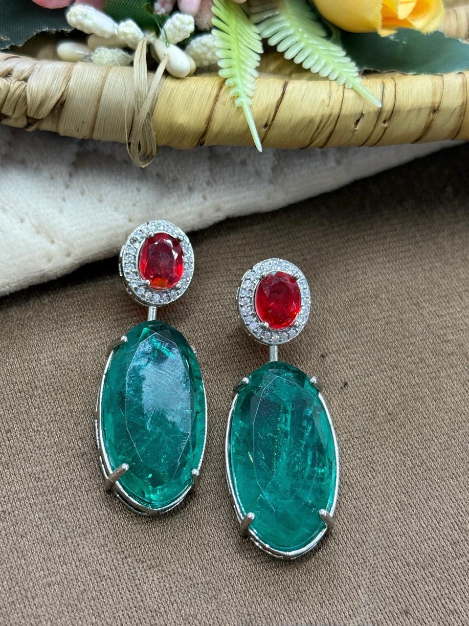 Doublet Stone With cz Earring for woman