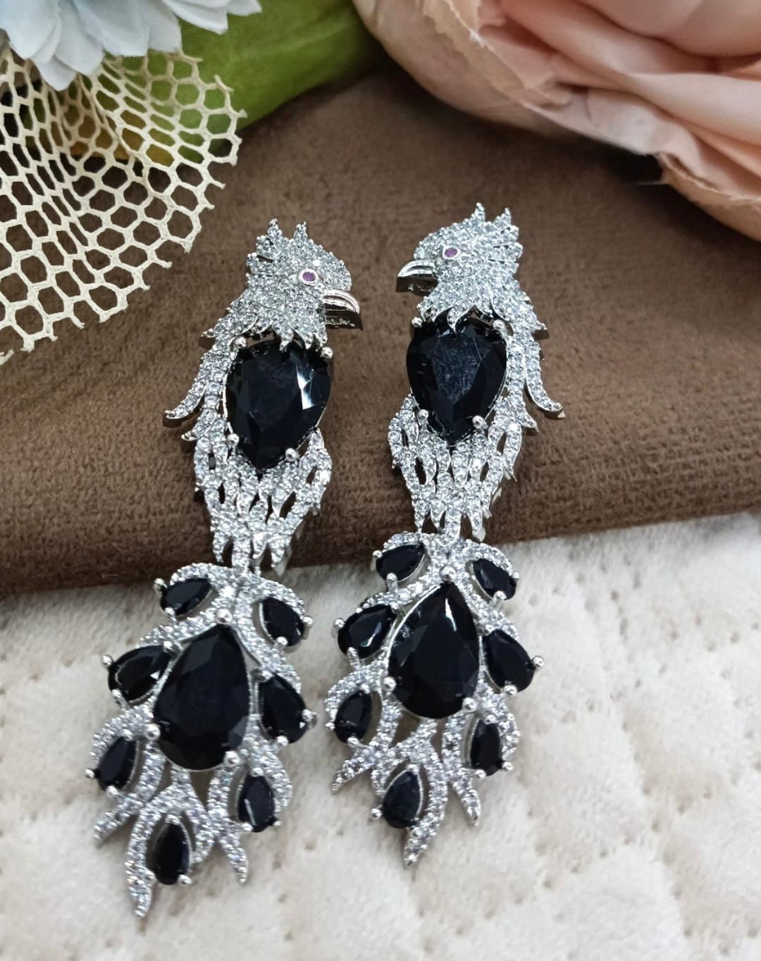 Peacock With Doublet Stone Earrings for woman