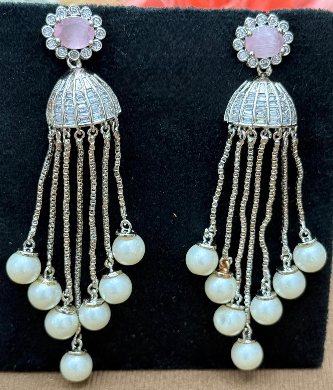 Pearl String With Jhumka In CZ for woman