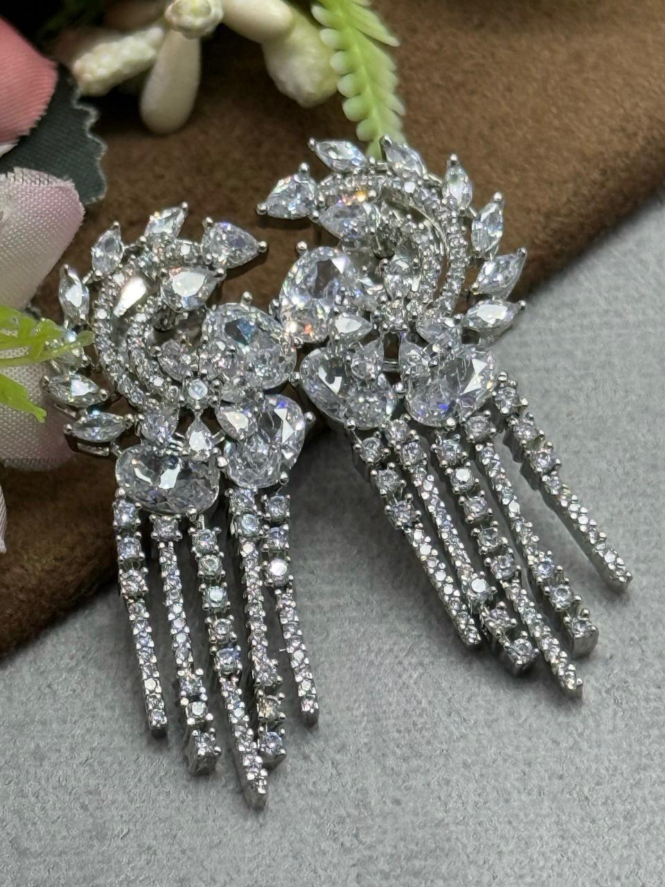 CZ With Hanging Strings Earring for woman