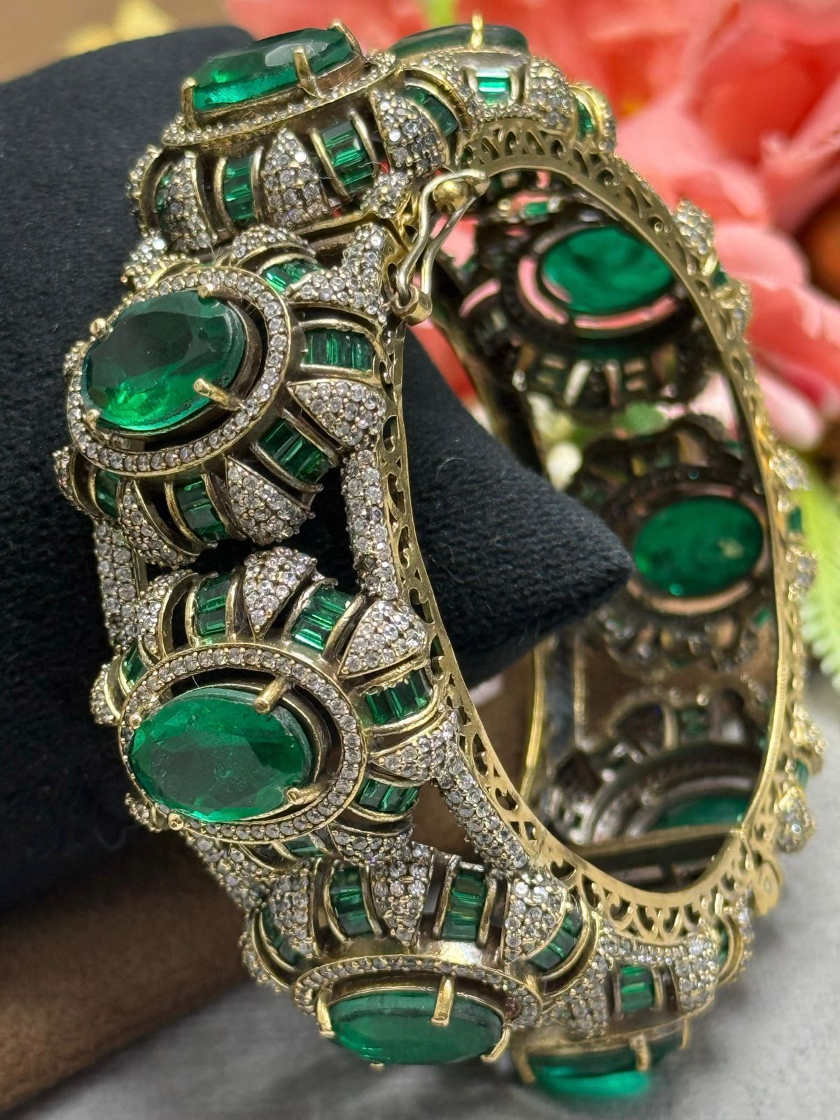 Victorian Polish With Doublet Stone Kada for woman