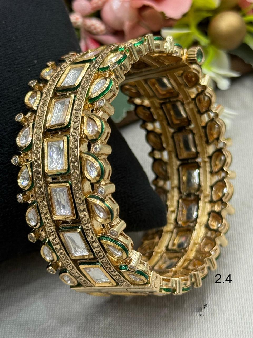 Meenakari Broad Bracelet With Kundan for woman