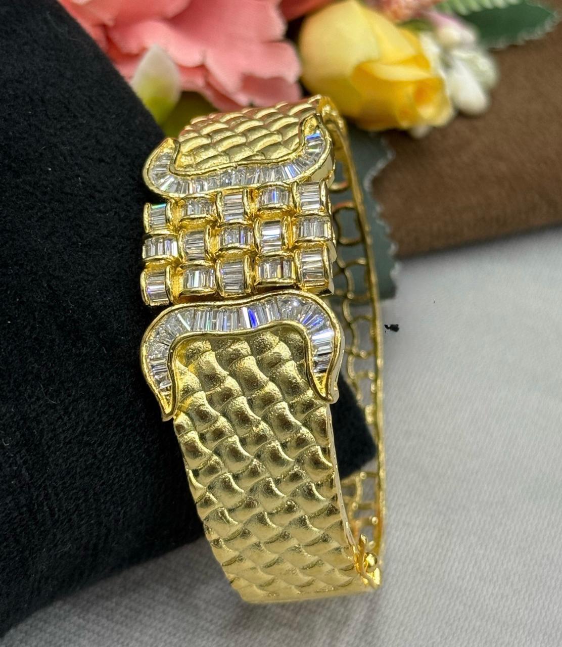 Golden Polish With CZ Bracelet for woman