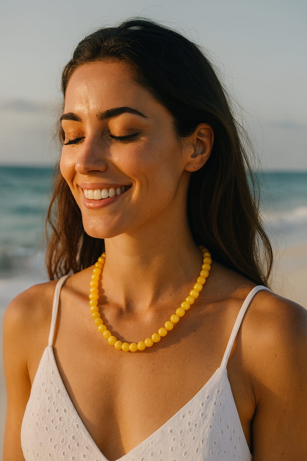 YELLOW SINGLE LAYER MONALISA BEADS MALA FOR WOMEN